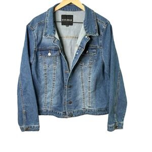 Beta House Womens Plus Size 2X‎ Blue Denim Trucker Jacket New